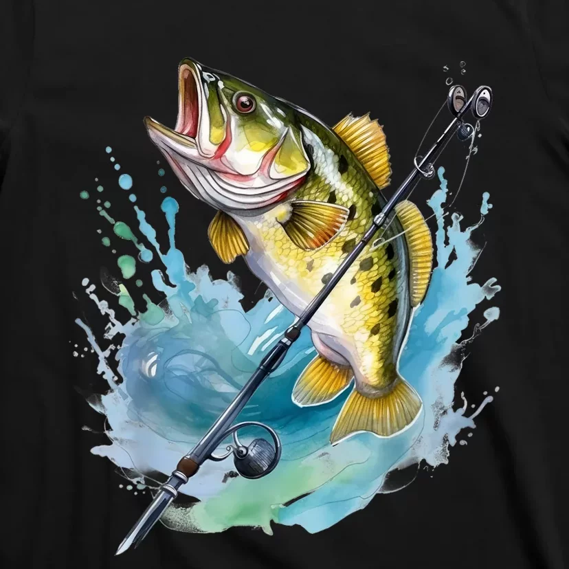 Large Mouth Bass Fish Funny Fishing Fisherman Men T-Shirt