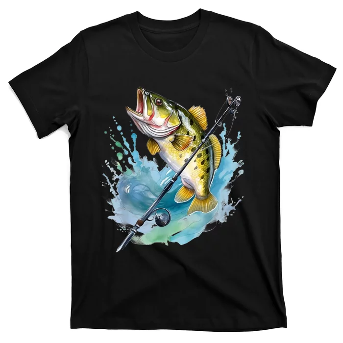 Large Mouth Bass Fish Funny Fishing Fisherman Men T-Shirt