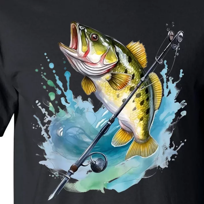 Large Mouth Bass Fish Funny Fishing Fisherman Men Tall T-Shirt