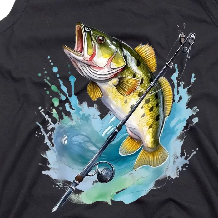 Large Mouth Bass Fish Funny Fishing Fisherman Men Tank Top