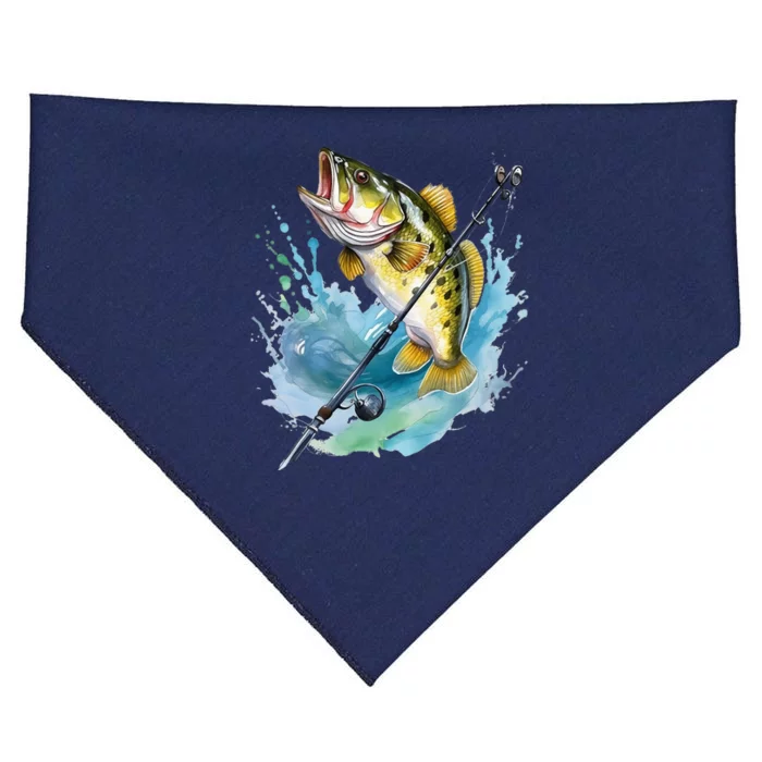 Large Mouth Bass Fish Funny Fishing Fisherman USA-Made Doggie Bandana