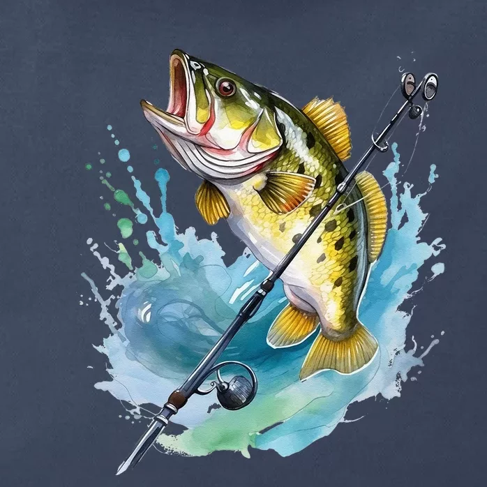 Large Mouth Bass Fish Funny Fishing Fisherman Zip Tote Bag