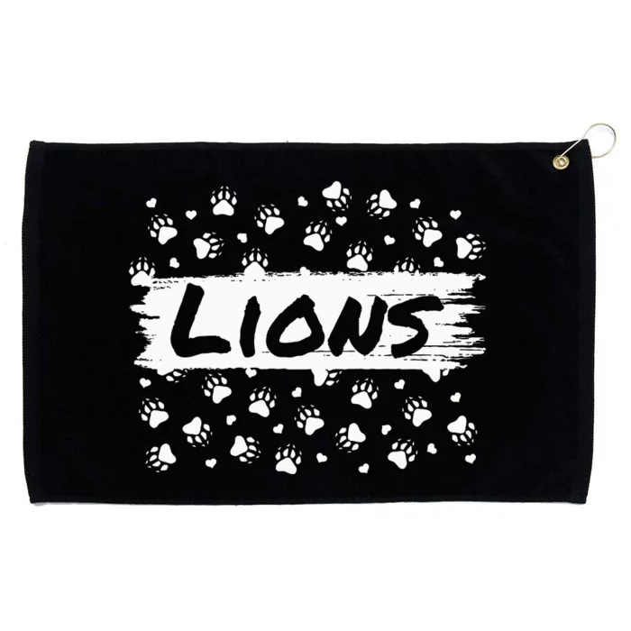 Lions Mascot Back To School Spirit Footprint Heart Squad Grommeted Golf Towel