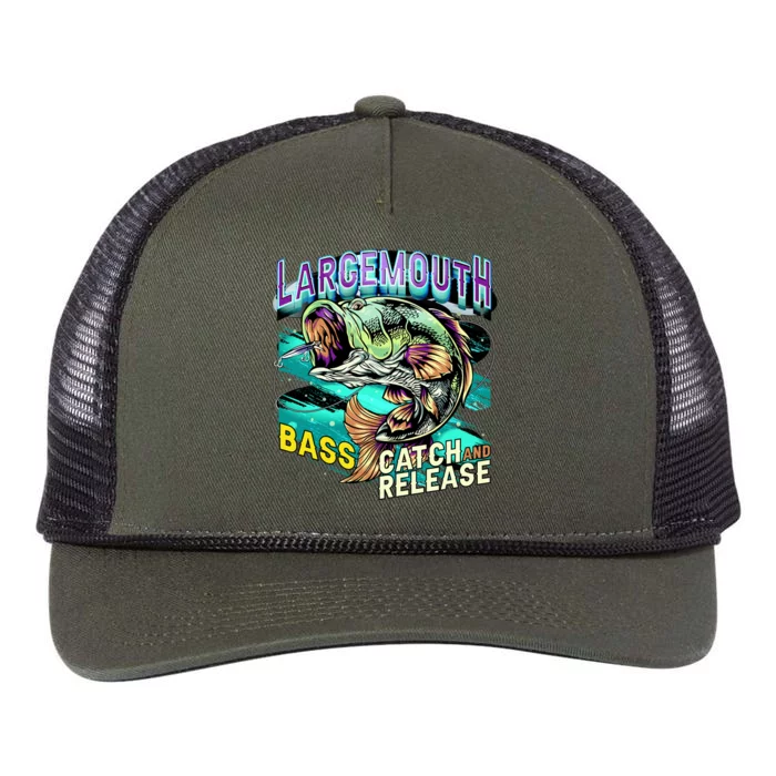 Large Mouth Bass Retro Rope Trucker Hat Cap