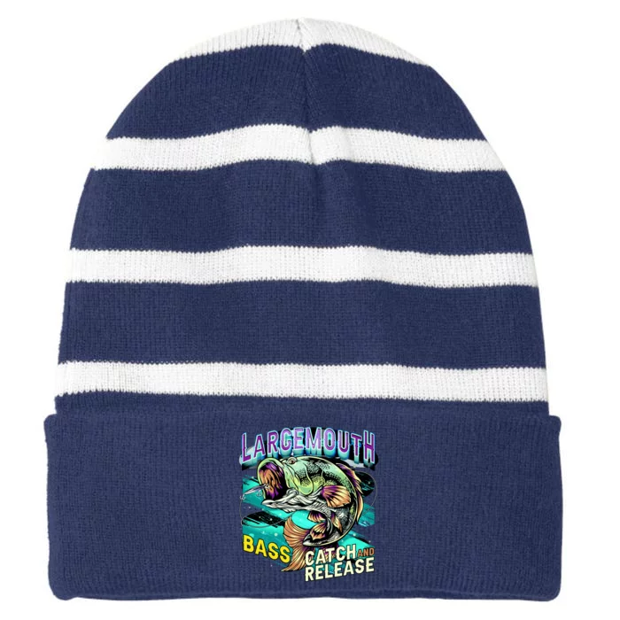 Large Mouth Bass Striped Beanie with Solid Band