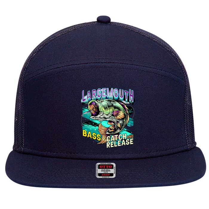 Large Mouth Bass 7 Panel Mesh Trucker Snapback Hat