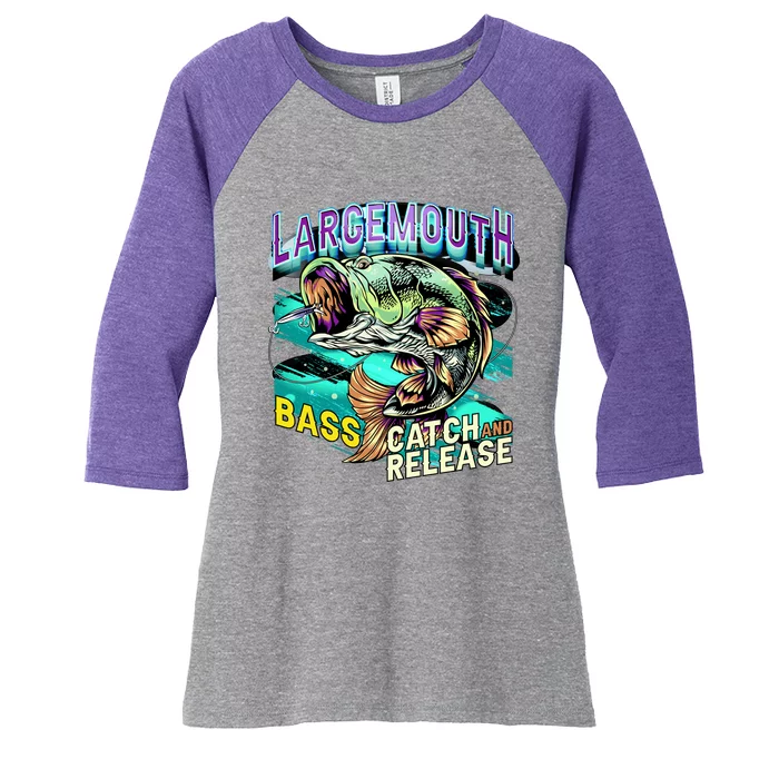 Large Mouth Bass Women's Tri-Blend 3/4-Sleeve Raglan Shirt