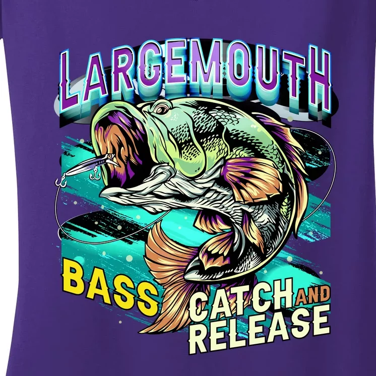 Large Mouth Bass Women's V-Neck T-Shirt