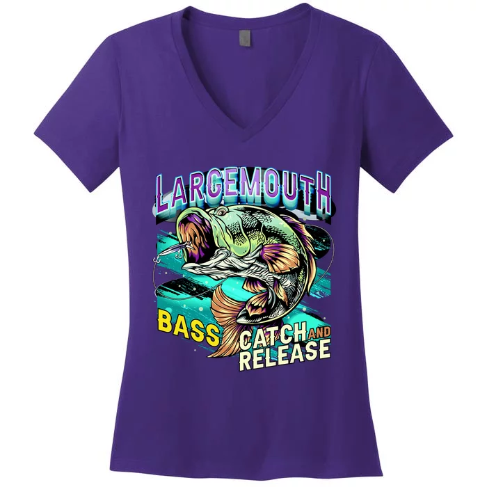 Large Mouth Bass Women's V-Neck T-Shirt