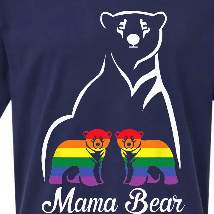 LGBT Mama Bear Pride Mom Rainbow Sueded Cloud Jersey T-Shirt