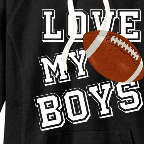 Love My Boys Cute Football Women's Fleece Hoodie