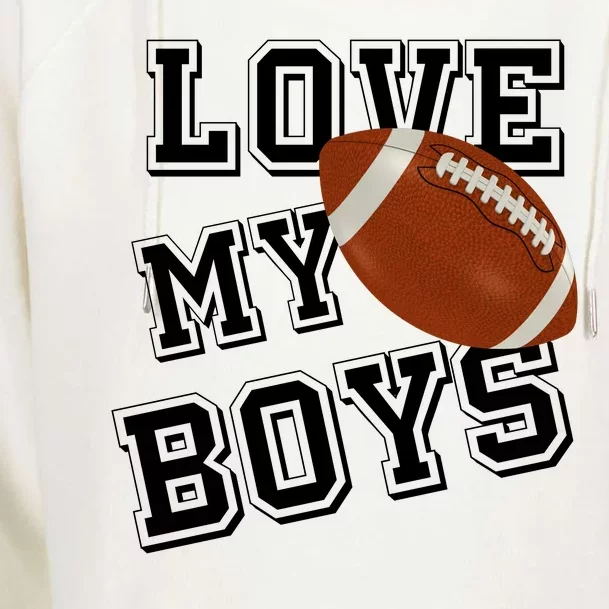 Love My Boys Cute Football Womens Funnel Neck Pullover Hood