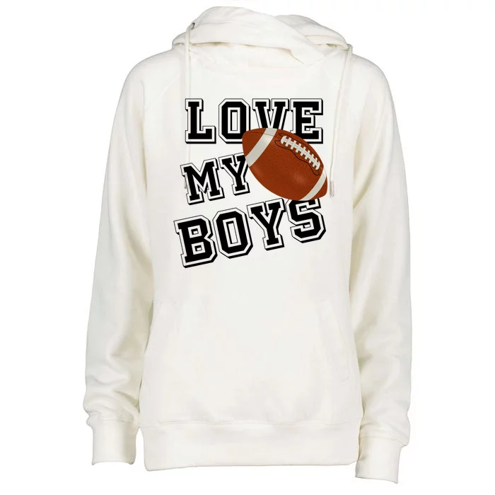 Love My Boys Cute Football Womens Funnel Neck Pullover Hood