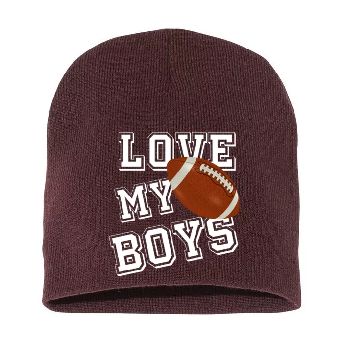 Love My Boys Cute Football Short Acrylic Beanie