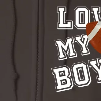 Love My Boys Cute Football Full Zip Hoodie