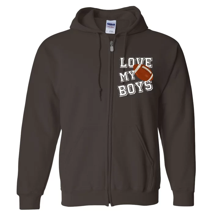 Love My Boys Cute Football Full Zip Hoodie