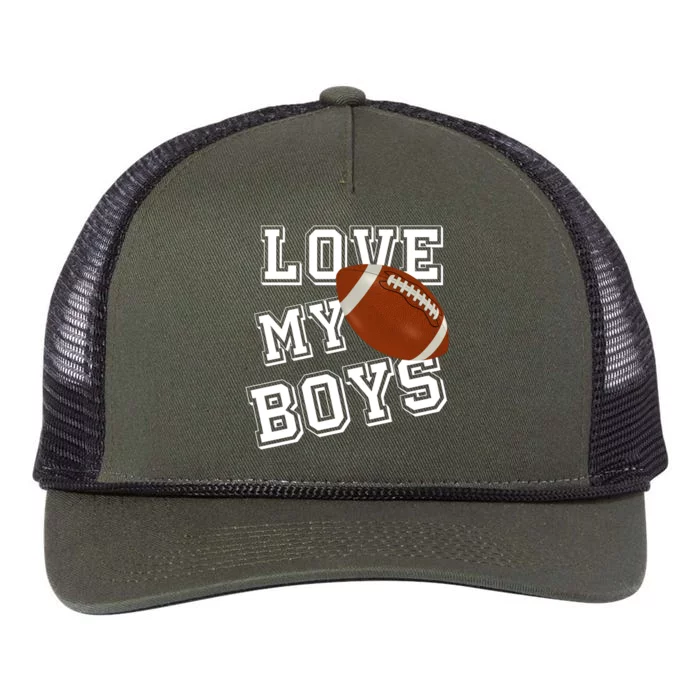 Love My Boys Cute Football Retro Rope Trucker Hat Cap