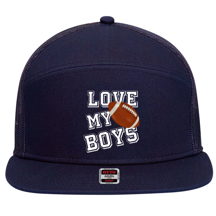 Love My Boys Cute Football 7 Panel Mesh Trucker Snapback Hat