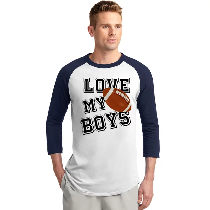 Love My Boys Cute Football Baseball Sleeve Shirt