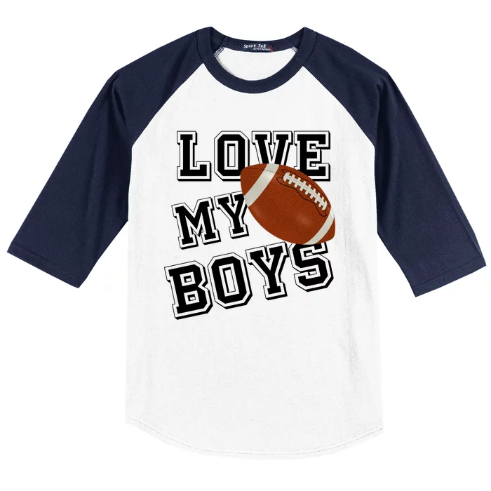 Love My Boys Cute Football Baseball Sleeve Shirt