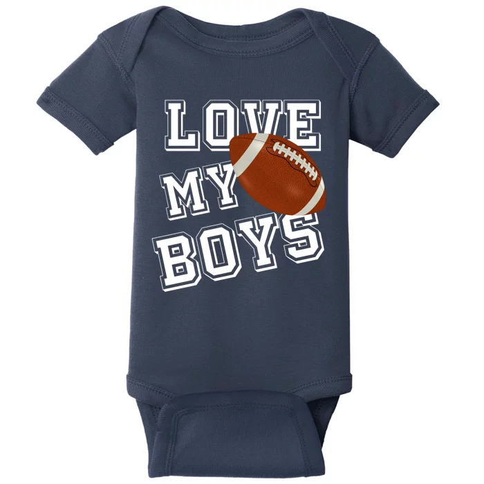 Love My Boys Cute Football Baby Bodysuit