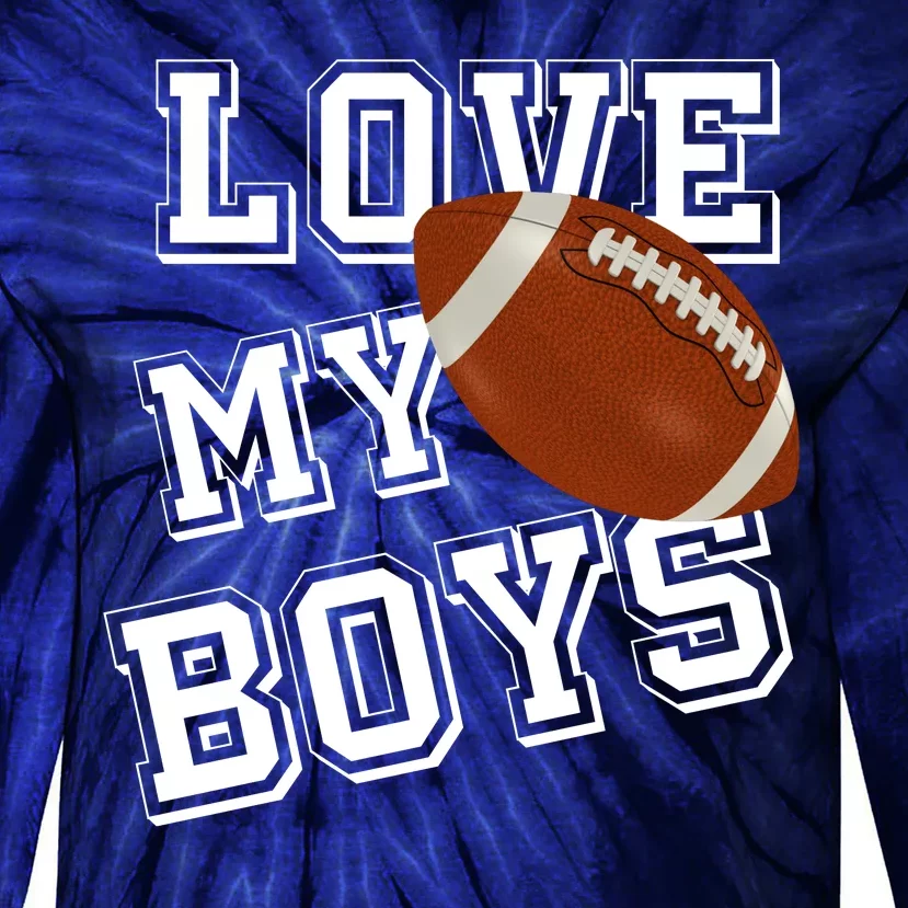 Love My Boys Cute Football Tie-Dye Long Sleeve Shirt