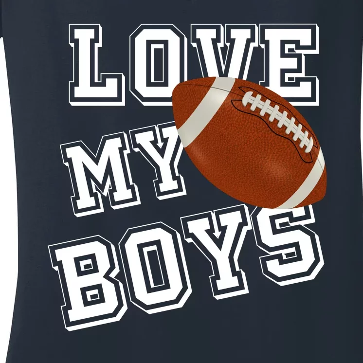 Love My Boys Cute Football Women's V-Neck T-Shirt