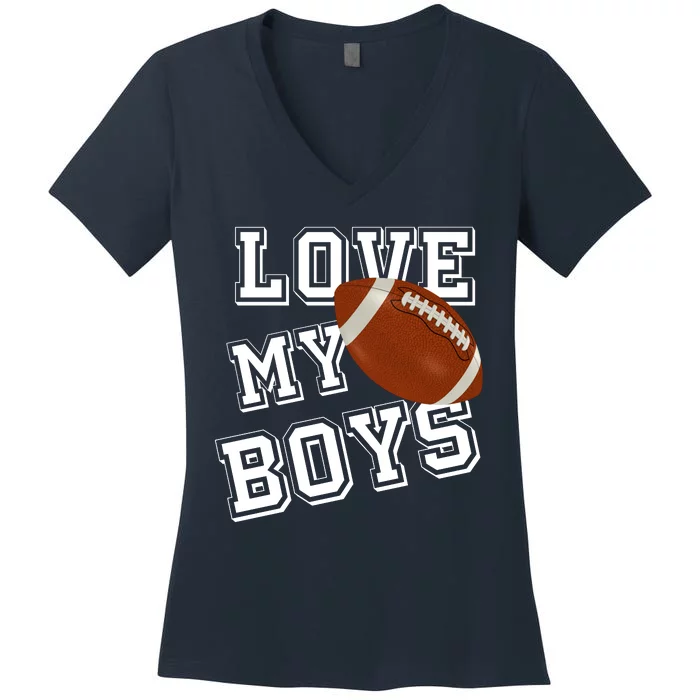 Love My Boys Cute Football Women's V-Neck T-Shirt