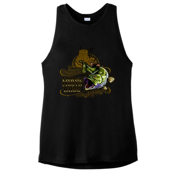 Large Mouth Bass Vintage Ladies Tri-Blend Wicking Tank