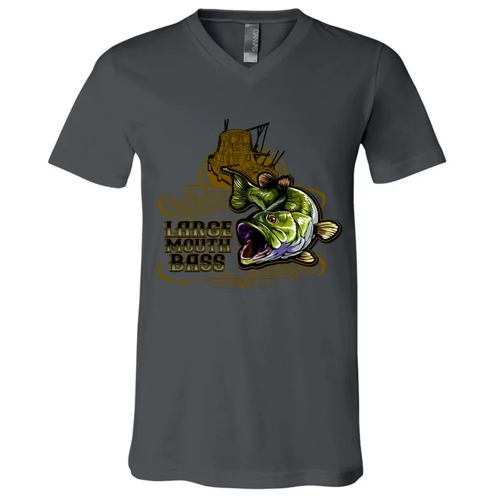 Large Mouth Bass Vintage V-Neck T-Shirt