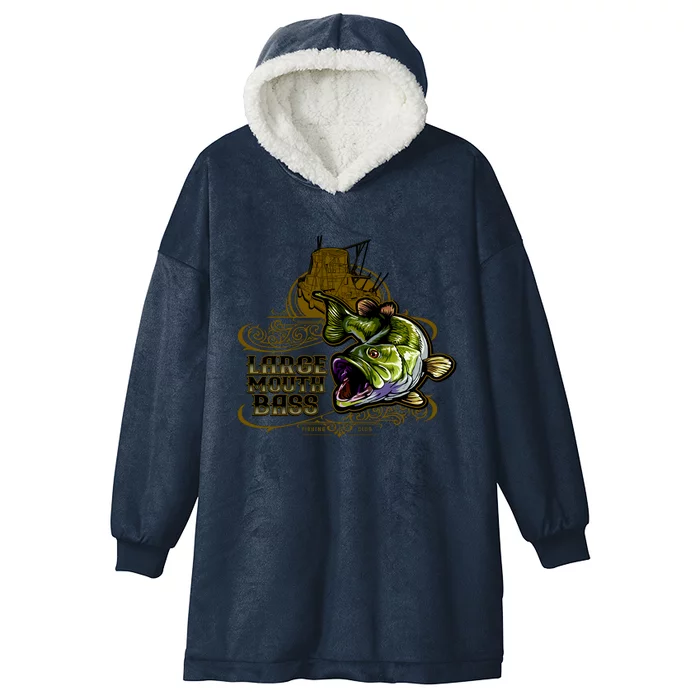 Large Mouth Bass Vintage Hooded Wearable Blanket