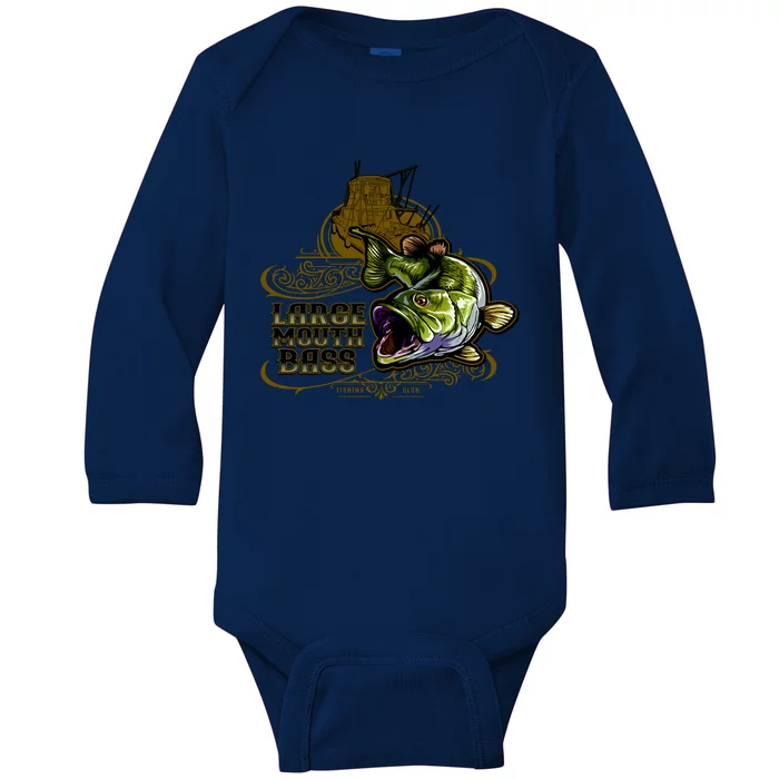 Large Mouth Bass Vintage Baby Long Sleeve Bodysuit