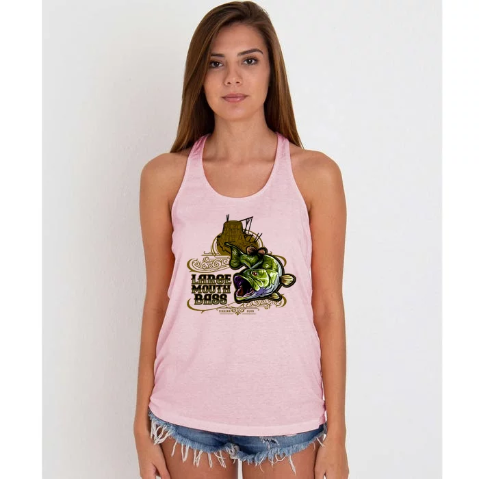 Large Mouth Bass Vintage Women's Knotted Racerback Tank