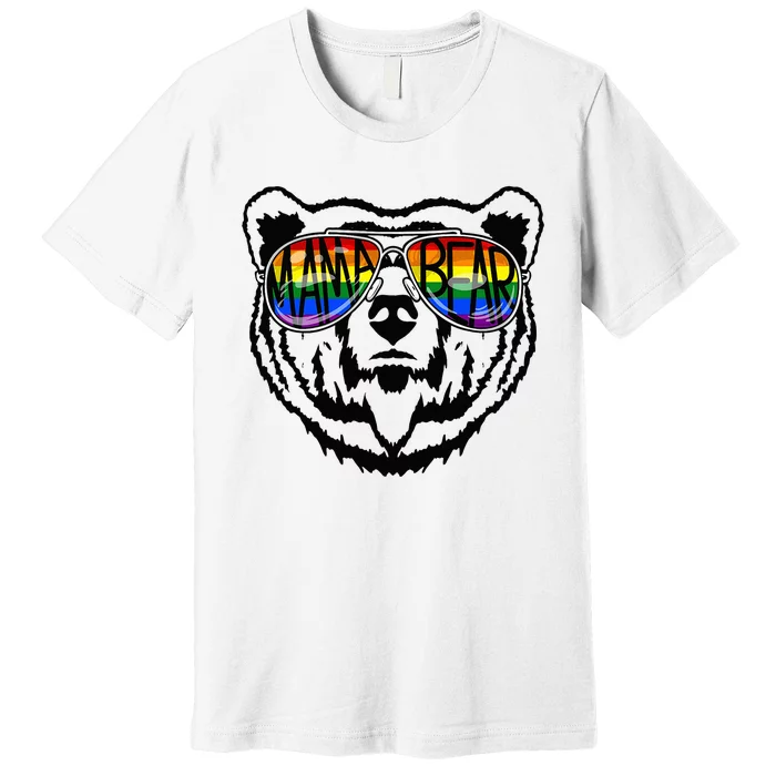 LGBTQ Mama Bear Proud Mom Momma Ally Rainbow Flag Pride Premium T-Shirt