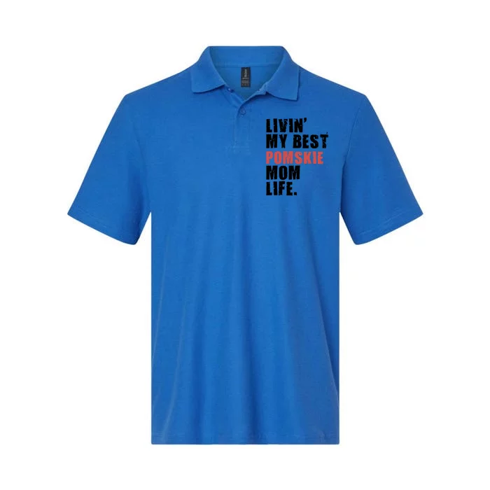 Livin My Best Pomsky Mom Life Adc094d Gift Softstyle Adult Sport Polo