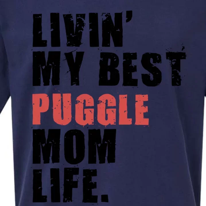 Livin My Best Puggle Mom Life Adc098d Gift Sueded Cloud Jersey T-Shirt