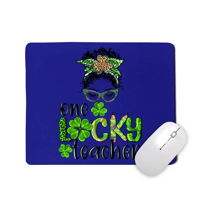 Love Messy Bun One Lucky Teacher St Patrick's Day School Gift Mousepad