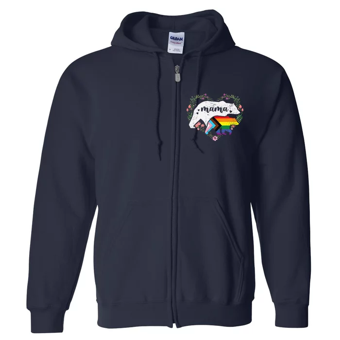 Lgbtq Mama Bear Progress Pride Flag Gay Equal Rights Rainbow Full Zip Hoodie