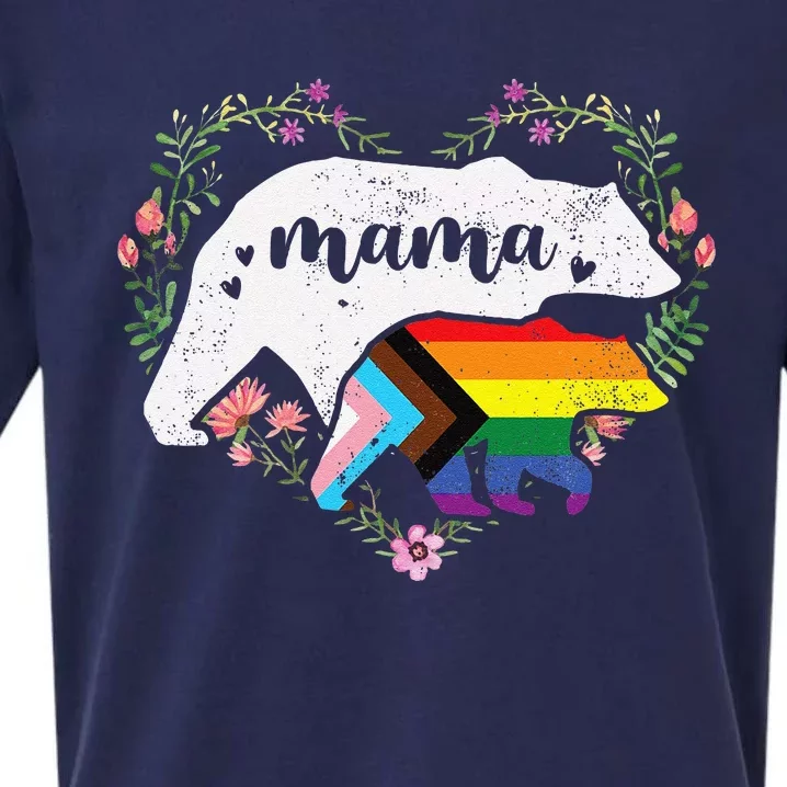 Lgbtq Mama Bear Progress Pride Flag Gay Equal Rights Rainbow Sueded Cloud Jersey T-Shirt