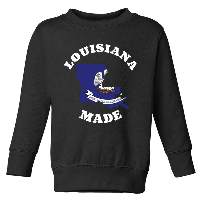 Louisiana Made Blue Louisiana Flag Louisiana State Pride Toddler Sweatshirt