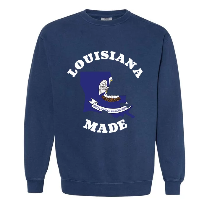 Louisiana Made Blue Louisiana Flag Louisiana State Pride Garment-Dyed Sweatshirt