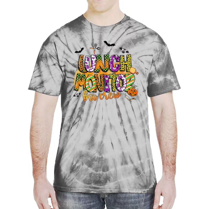 Lunch Monitor Boo Crew Pumpkin Witch Hat Funny Halloween Tie-Dye T-Shirt