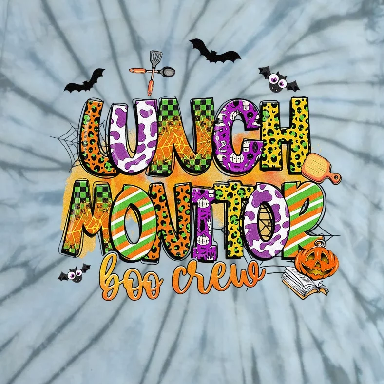 Lunch Monitor Boo Crew Pumpkin Witch Hat Funny Halloween Tie-Dye T-Shirt