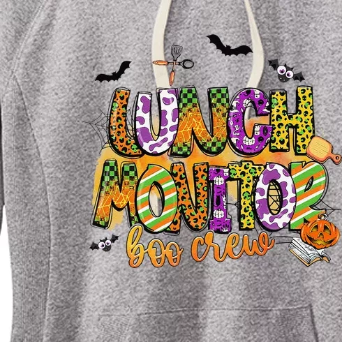 Lunch Monitor Boo Crew Pumpkin Witch Hat Funny Halloween Women's Fleece Hoodie