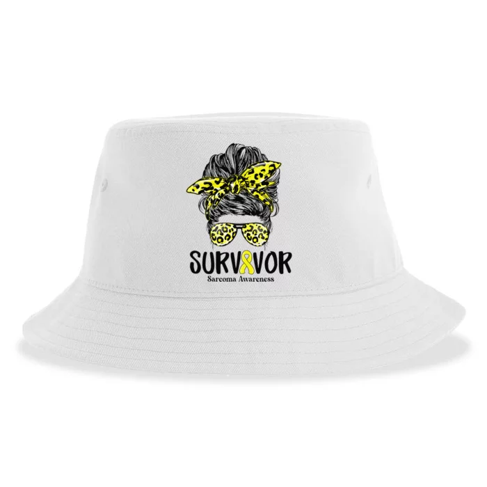 Leopard Messy Bun  Survivor Sarcoma Awareness Sustainable Bucket Hat