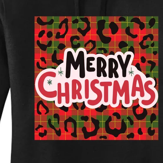 Leopard Merry Christmas Christmas Family Buffalo Plaid Christmas Leopard Prin Women's Pullover Hoodie