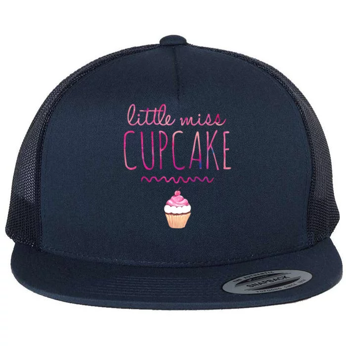 Little Miss Cupcake Cute Pink Bakery Quote Saying Gift Idea Great Gift Flat Bill Trucker Hat