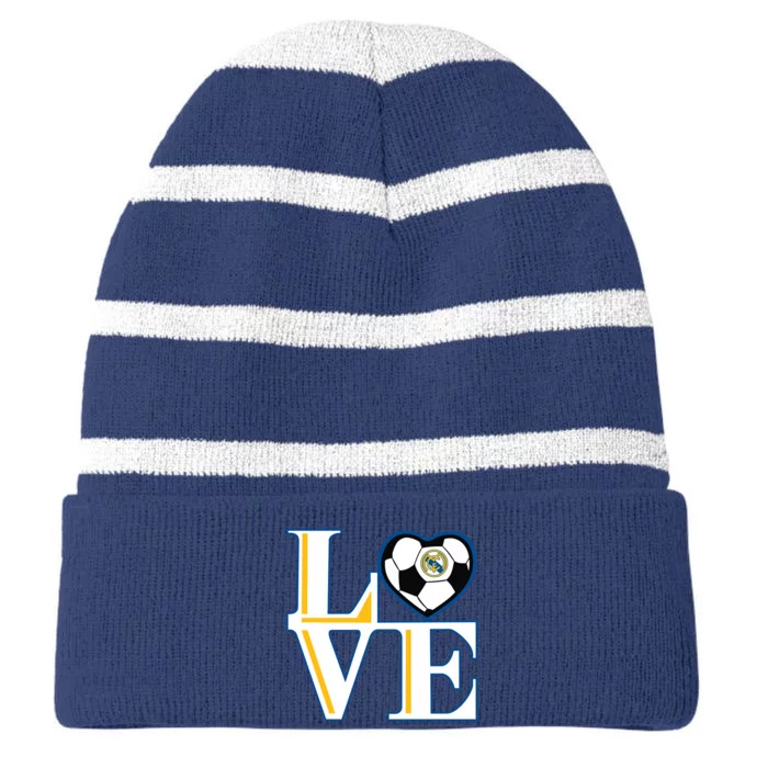 Love Madrid Cf Striped Beanie with Solid Band