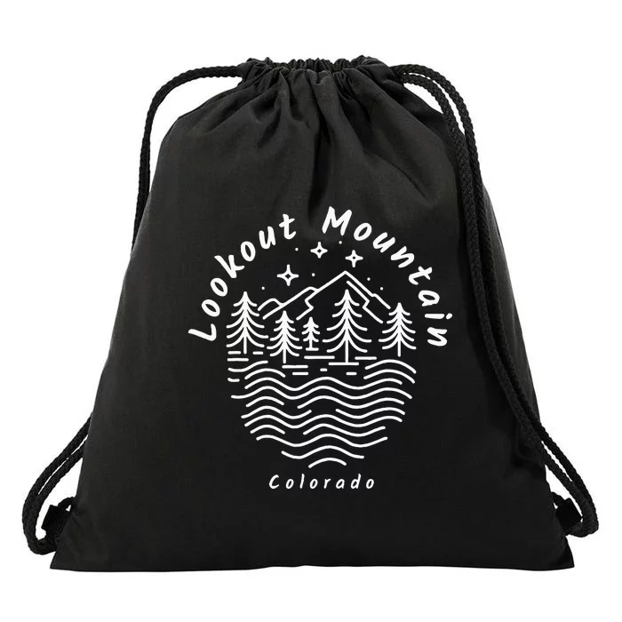 Lookout Mountain Colorado Mountain Range Drawstring Bag