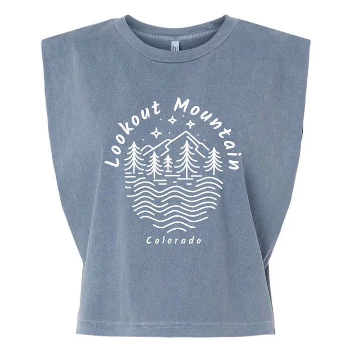 Lookout Mountain Colorado Mountain Range Garment-Dyed Women's Muscle Tee